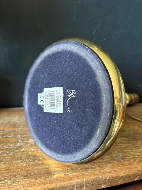 Vintage Brass Table Lamp Base, With Golden Scalloped Lamp Shade, Bedside Lamp, Small Table, Console Lamp, With Shade, Rustic Home Decor, Cottagecore Decor