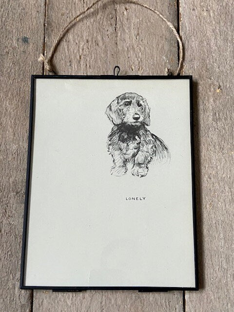 Vintage Dachshund Dog Print, Dog Art, Original Book Print, Hand Drawn Illustration, Double Sided, Hanging Wall Art, Dog Lover Gift, Pet Art