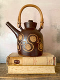 Vintage Rustic Stoneware Pottery Tea Pot / Coffee Pot, Japanese Teapot, IOW Bembridge, Designed By Martyn Gilchrist  Bamboo Handle, Cottagecore, Rustic Natural Decor ,