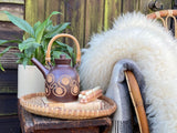 Vintage Rustic Stoneware Pottery Tea Pot / Coffee Pot, Japanese Teapot, IOW Bembridge, Designed By Martyn Gilchrist  Bamboo Handle, Cottagecore, Rustic Natural Decor ,