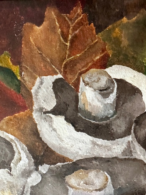 Vintage Framed Original Watercolour Mushroom Painting, Woodland Fungi, Hanging Wall Art Work, Seasonal Art, Gallery Wall. Kitchen, Still Life Shelf Art, Natural Home