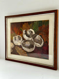 Vintage Framed Original Watercolour Mushroom Painting, Woodland Fungi, Hanging Wall Art Work, Seasonal Art, Gallery Wall. Kitchen, Still Life Shelf Art, Natural Home
