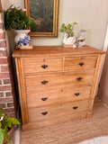 Antique Large Victorian Ash Chest Of Drawers, Tall Drawers, Bedroom Furniture, Hall Console, Storage, English Country Style Home Decor, Cottagecore