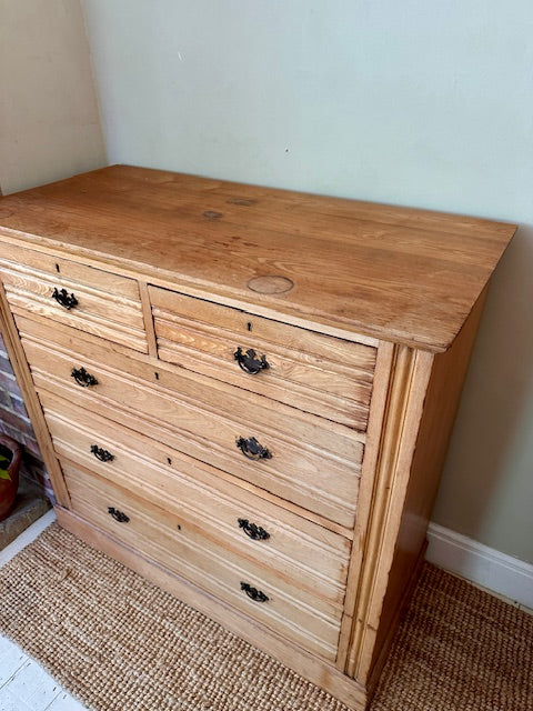 Antique Large Victorian Ash Chest Of Drawers, Tall Drawers, Bedroom Furniture, Hall Console, Storage, English Country Style Home Decor, Cottagecore