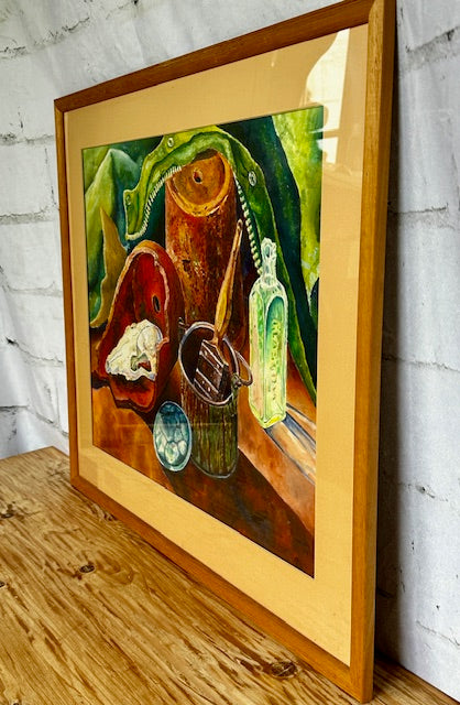 Large,Framed Still Life Painting, Vibrant, Bright, Colourful, Original Artwork, Gallery Wall Decor, Kitchen Art, Country Home Style Decor, Maximalist Art