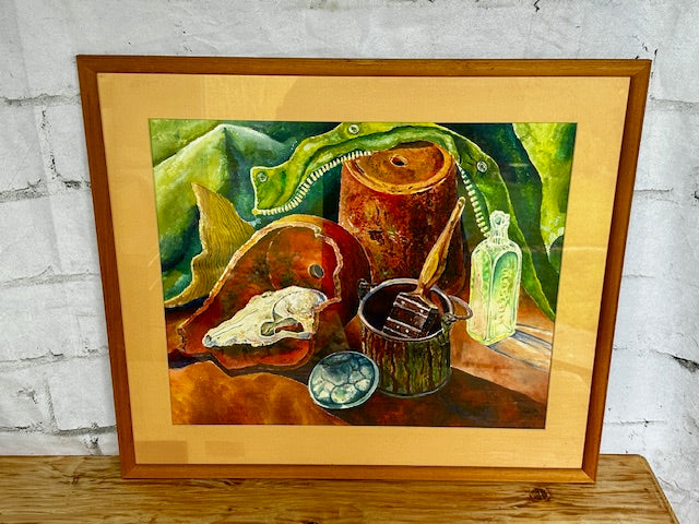 Large,Framed Still Life Painting, Vibrant, Bright, Colourful, Original Artwork, Gallery Wall Decor, Kitchen Art, Country Home Style Decor, Maximalist Art