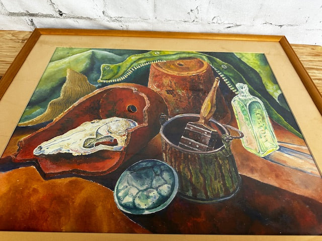 Large,Framed Still Life Painting, Vibrant, Bright, Colourful, Original Artwork, Gallery Wall Decor, Kitchen Art, Country Home Style Decor, Maximalist Art