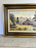 Large Vintage Landscape Painting Oil, Large Framed Signed Art, New Zealand Countryside, Vibrant Colours, Gallery Wall Decor, Hanging Art