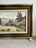 Large Vintage Landscape Painting Oil, Large Framed Signed Art, New Zealand Countryside, Vibrant Colours, Gallery Wall Decor, Hanging Art