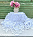 Large Vintage White Broderie Anglaise Retangular Table Cloth, Decorative Crochet, Lace, Cutwork Style, Pretty Table Linen, Cottagecore Decor