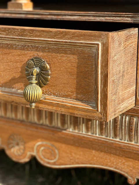 Antique Carved Oak Sideboard, Buffet, French Country, Farmhouse Style Decor, Dining Room, Living Room, Hall Console, Kitchen Dresser