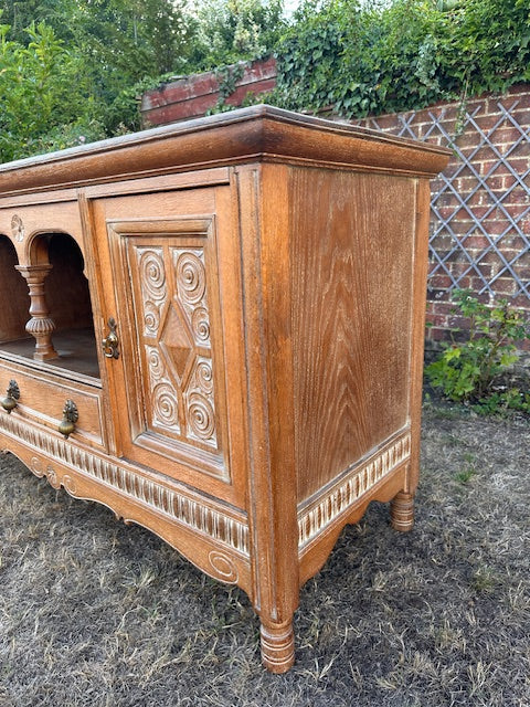Antique Carved Oak Sideboard, Buffet, French Country, Farmhouse Style Decor, Dining Room, Living Room, Hall Console, Kitchen Dresser