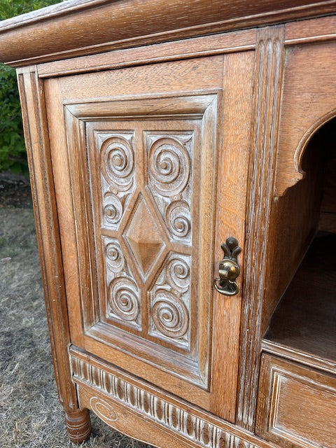 Antique Carved Oak Sideboard, Buffet, French Country, Farmhouse Style Decor, Dining Room, Living Room, Hall Console, Kitchen Dresser