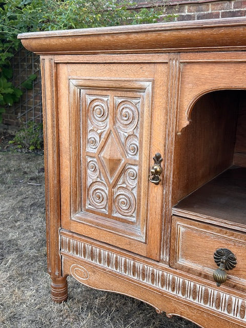 Antique Carved Oak Sideboard, Buffet, French Country, Farmhouse Style Decor, Dining Room, Living Room, Hall Console, Kitchen Dresser