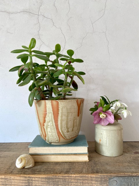 Vintage Studio Pottery Planter, Handmade Stoneware Pot, Rustic Ceramic Plant Pot, Natural Home Decor