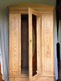Antique Pine Single Wardrobe, With Drawer, Mirror, Bedroom Furniture,Rustic Vintage Hall Coat Cupboard, Hall Storage, English Country Home Decor