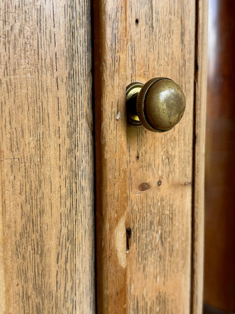 Antique Pine Single Wardrobe, With Drawer, Mirror, Bedroom Furniture,Rustic Vintage Hall Coat Cupboard, Hall Storage, English Country Home Decor