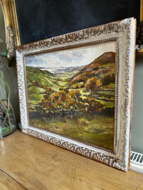 Vintage Framed Landscape Oil Painting On Board, English Countryside, Seasonal Scene, Original Artwork, Gallery, Hanging Wall Art, Home Decor