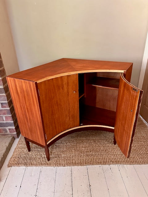 Danish Style Mid Century Modern Corner Drinks Cabinet, Home Bar, Small Sideboard, Retro Storage Cupboard, Media Unit, Scandi Decor, Dining Room, Living Room Furniture