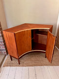 Danish Style Mid Century Modern Corner Drinks Cabinet, Home Bar, Small Sideboard, Retro Storage Cupboard, Media Unit, Scandi Decor, Dining Room, Living Room Furniture