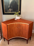 Danish Style Mid Century Modern Corner Drinks Cabinet, Home Bar, Small Sideboard, Retro Storage Cupboard, Media Unit, Scandi Decor, Dining Room, Living Room Furniture
