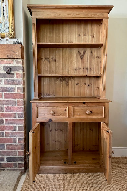 Vintage Pine Dresser Base With Open Shelving | English Country Kitchen Cupboard Storage | Dining Room | Kitchen Dresser | Traditional English Country Furniture