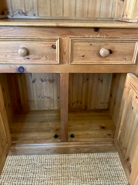 Vintage Pine Dresser Base With Open Shelving | English Country Kitchen Cupboard Storage | Dining Room | Kitchen Dresser | Traditional English Country Furniture