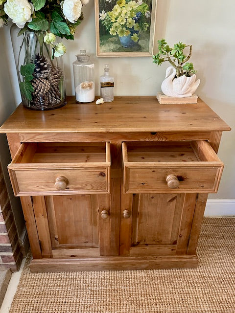 Vintage Pine Dresser Base With Open Shelving | English Country Kitchen Cupboard Storage | Dining Room | Kitchen Dresser | Traditional English Country Furniture