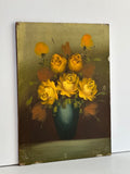 Vintage Oil Floral Painting On Board, Original Botanical Artwork, Framed Flower Art, Gallery Wall Art, Decor, Dark, Dutch Masters Style, Shelf ArtGift