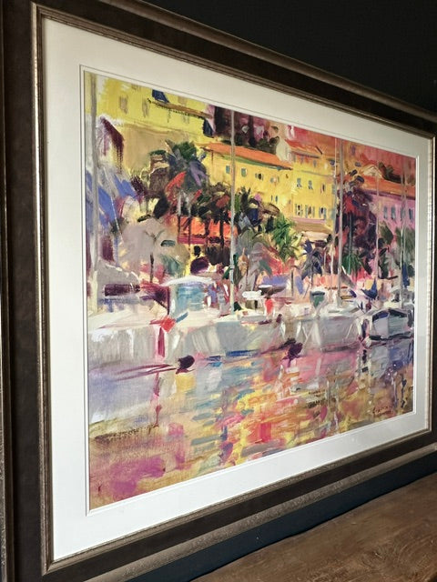 Large Framed Harbour Scene | Oversized Coastal Wall Art | Professionally Framed