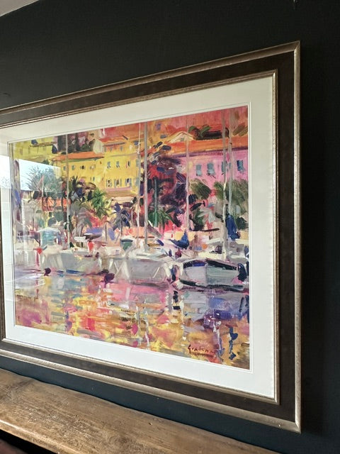 Large Framed Harbour Scene | Oversized Coastal Wall Art | Professionally Framed