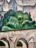 Vintage Large Original Framed Landscape Oil Painting, By Peter Tovey, A View Of The Wear, Durham City, Durham Cathedral, C1965, Original Contemporary Art, Mid Century Painting, Impressionist, Cubist Style, Gallery Wall Art, Vintage Home Decor