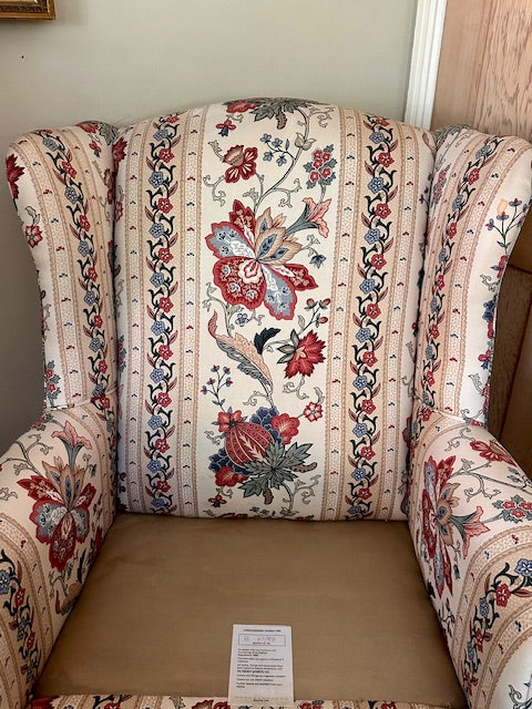 Vintage Floral Fabric Wingback Chair, Fireside, Reading Nook, Occasional Chair, Living Room, Bedroom, Bathroom, Hall