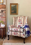 Vintage Floral Fabric Wingback Chair, Fireside, Reading Nook, Occasional Chair, Living Room, Bedroom, Bathroom, Hall