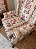 Vintage Floral Fabric Wingback Chair, Fireside, Reading Nook, Occasional Chair, Living Room, Bedroom, Bathroom, Hall