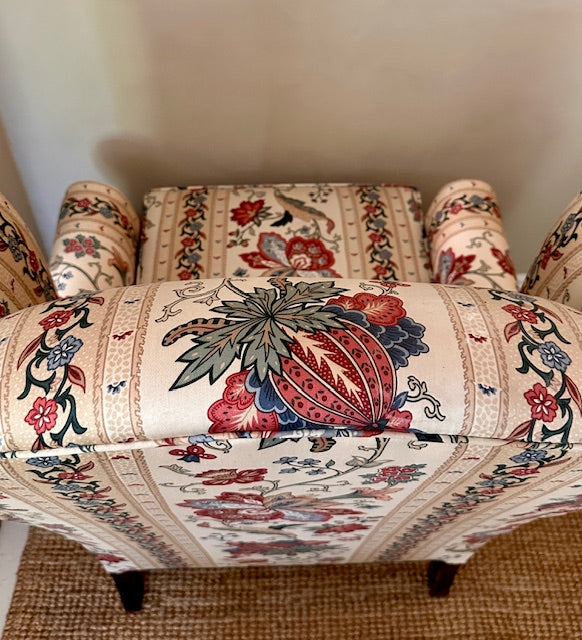 Vintage Floral Fabric Wingback Chair, Fireside, Reading Nook, Occasional Chair, Living Room, Bedroom, Bathroom, Hall
