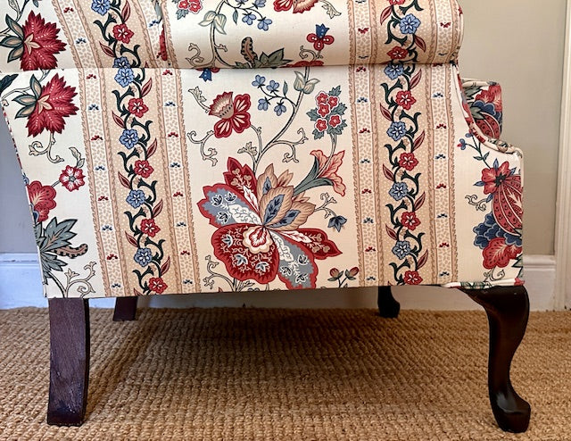Vintage Floral Fabric Wingback Chair, Fireside, Reading Nook, Occasional Chair, Living Room, Bedroom, Bathroom, Hall