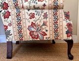 Vintage Floral Fabric Wingback Chair, Fireside, Reading Nook, Occasional Chair, Living Room, Bedroom, Bathroom, Hall