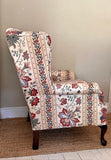 Vintage Floral Fabric Wingback Chair, Fireside, Reading Nook, Occasional Chair, Living Room, Bedroom, Bathroom, Hall