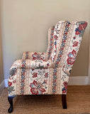 Vintage Floral Fabric Wingback Chair, Fireside, Reading Nook, Occasional Chair, Living Room, Bedroom, Bathroom, Hall
