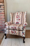 Vintage Floral Fabric Wingback Chair, Fireside, Reading Nook, Occasional Chair, Living Room, Bedroom, Bathroom, Hall