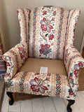 Vintage Floral Fabric Wingback Chair, Fireside, Reading Nook, Occasional Chair, Living Room, Bedroom, Bathroom, Hall