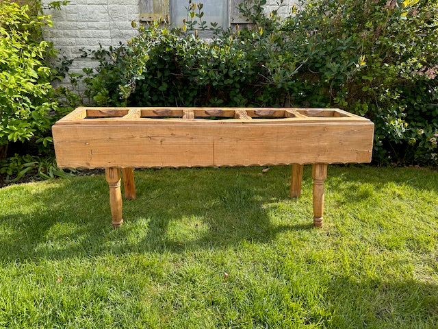 Antique Pine Long Console Table With Glass Top, Vintage Bespoke Narrow Sofa Console, Rustic Living Room Furniture, Rustic Decor, Farmhouse, Country Style Decor