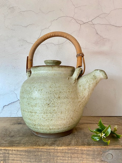 Vintage Ceramic Teapot, Japanese Tea Pot, Pottery, Clay Teapot, Bamboo Handle Tea Pot, Modern Ceramics, Oriental Tea Pot, Jaapndi Decor,