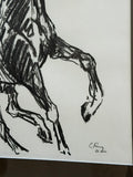 Original Signed Equestrian Line Drawing | Framed Horse Artwork
