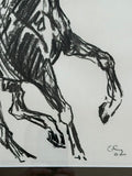 Original Signed Equestrian Line Drawing | Framed Horse Artwork