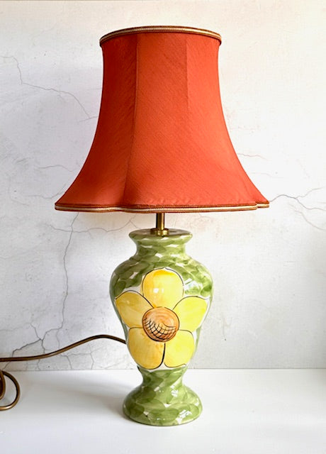 Vintage Large Floral Table Lamp Base, Bright Colourful, BHS Console Lamp, Bedside Lamp, Maximalist Home Decor