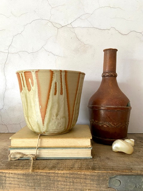 Vintage Studio Pottery Planter, Handmade Stoneware Pot, Rustic Ceramic Plant Pot, Natural Home Decor