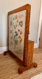 Antique Fireguard, Floral Embroidered Fire Screen, Glass Tilt Coffee Table, Country Cottage Decor