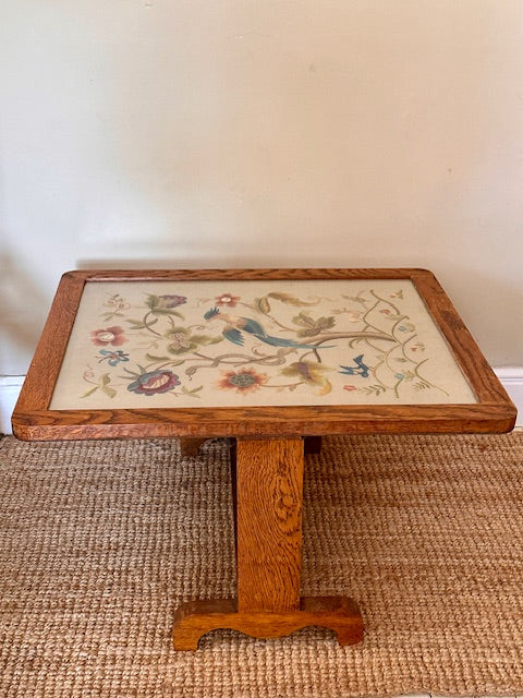 Antique Fireguard, Floral Embroidered Fire Screen, Glass Tilt Coffee Table, Country Cottage Decor